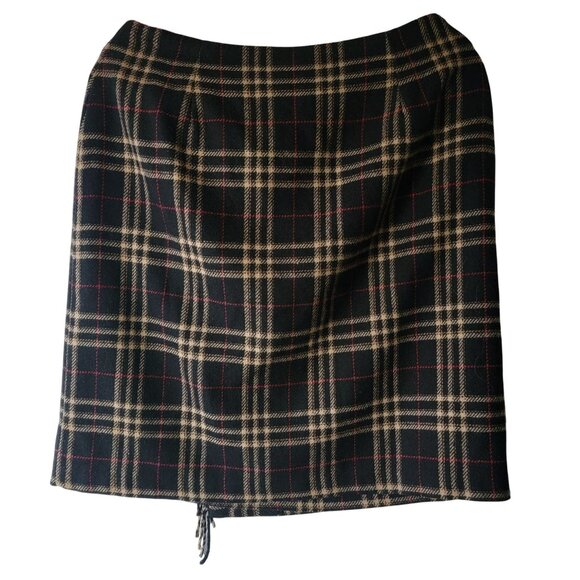 Vtg 90s Y2K Dark Academia Preppy Plaid Wrap Style Skirt Size 12 - Picture 2 of 14